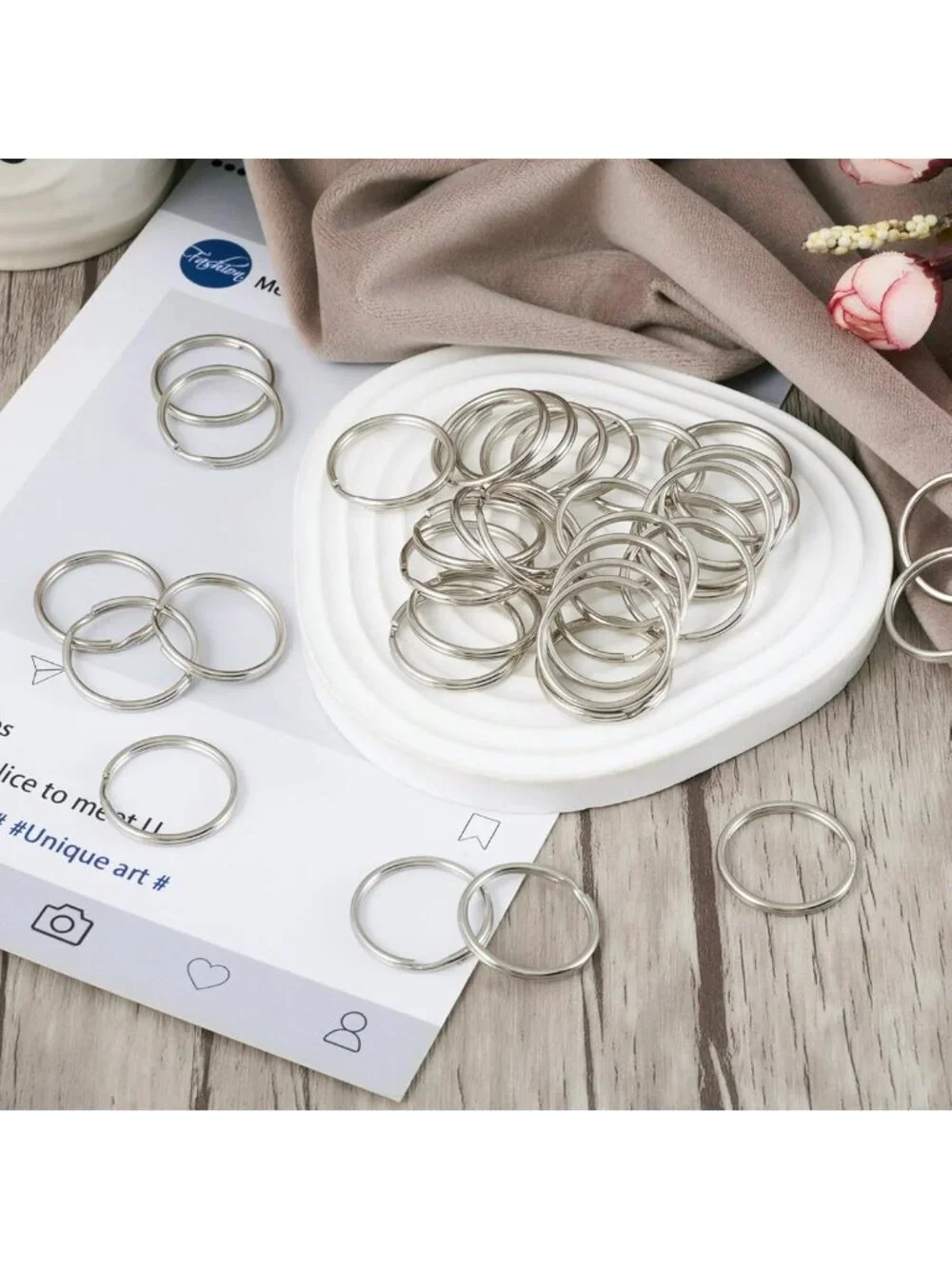 1000Pcs 25mm Round Split Key Ring Connectors - Metal Double Loop Keychain for